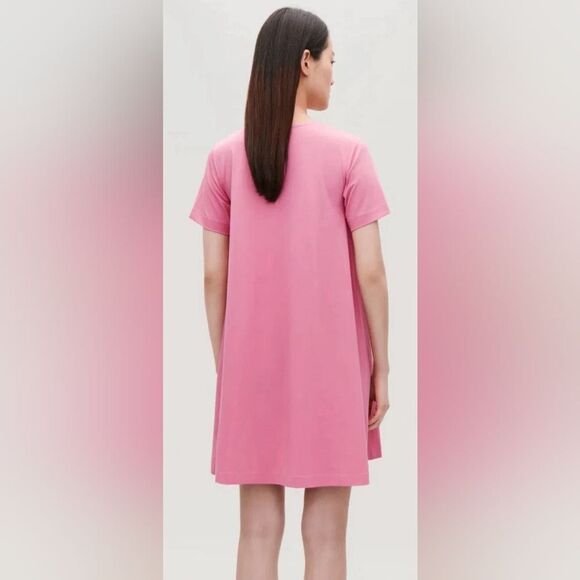 COS Blush Rose A Line T Shirt Swing Dress With Oversized Pockets S - Picture 10 of 15